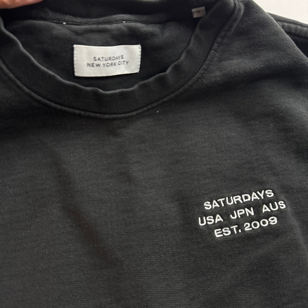 Saturdays New York City Mens Small Black Crewneck Sweatshirt Embroidered Logo - Picture 2 of 7